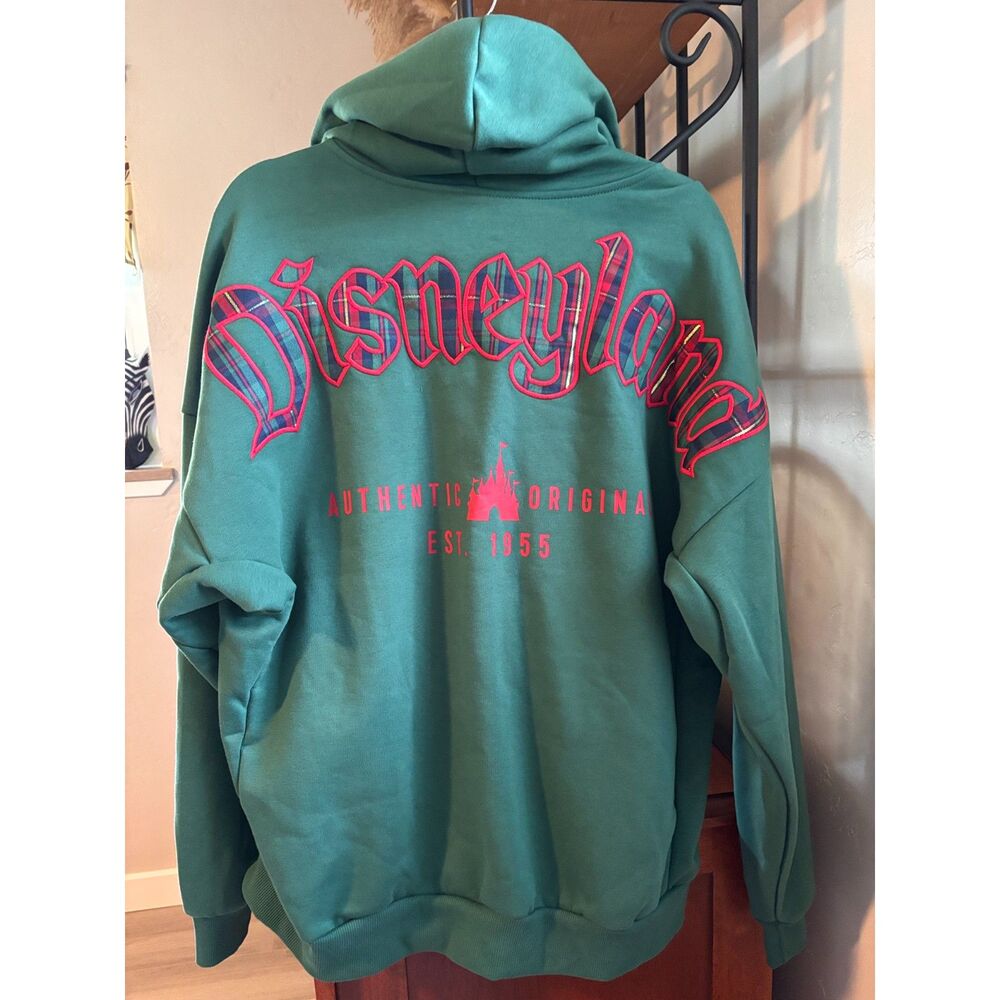 Disney Parks Disneyland Green Plaid Christmas Holiday Zip Hoodie Jacket 2025